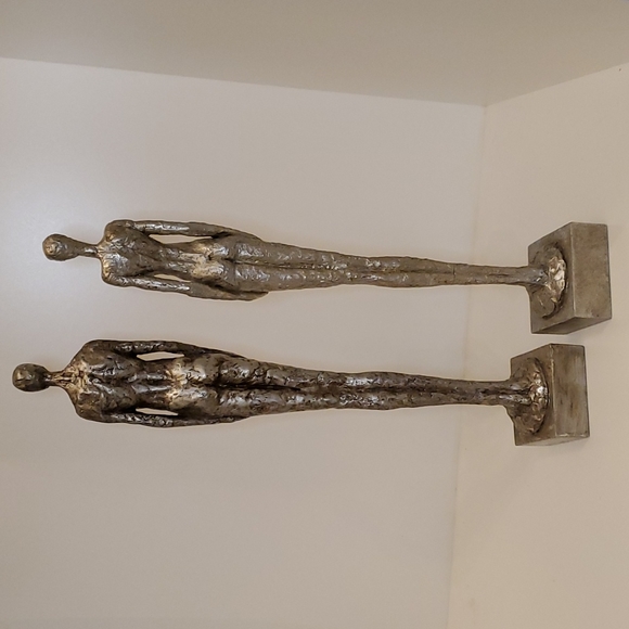 Antique Silver Finish Sculptures - Picture 3 of 4